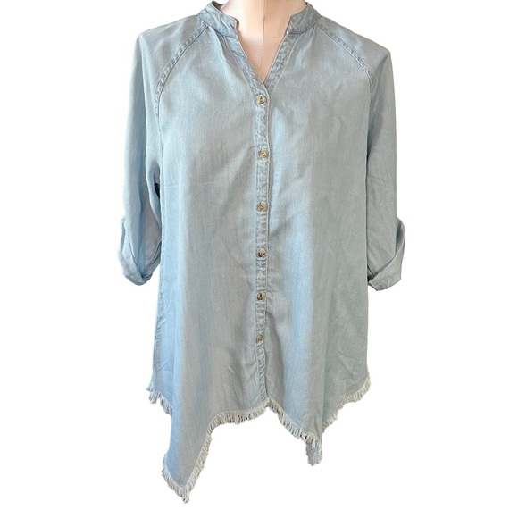NWT Hester & Orchard Bohemian Super Soft, Jean Shirt with Ragged Hem, Sz… - Picture 1 of 15